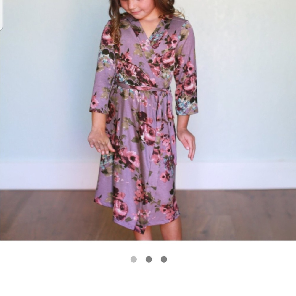 Girls matching robe, swaddle, and headband set